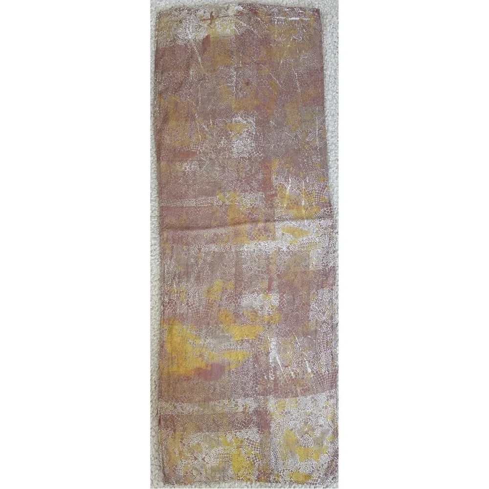 Silk Pink and Yellow Printed Scarf